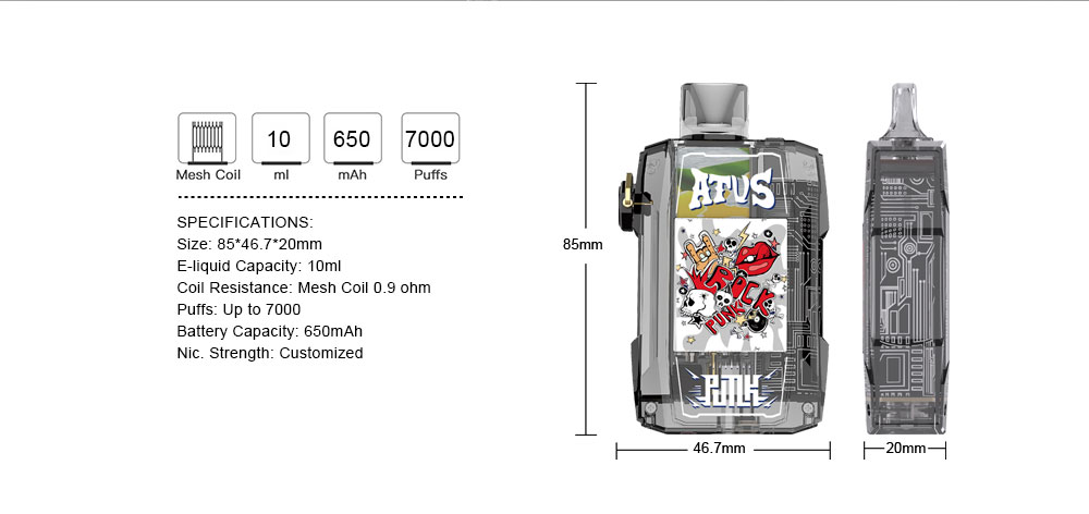 DE012 Vaper Desechable Puffs 7000 Caladas Vapers ATVS Vape